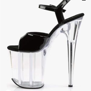 Pleasers Transparent and Black 8” Pole Dance Heels- size 9